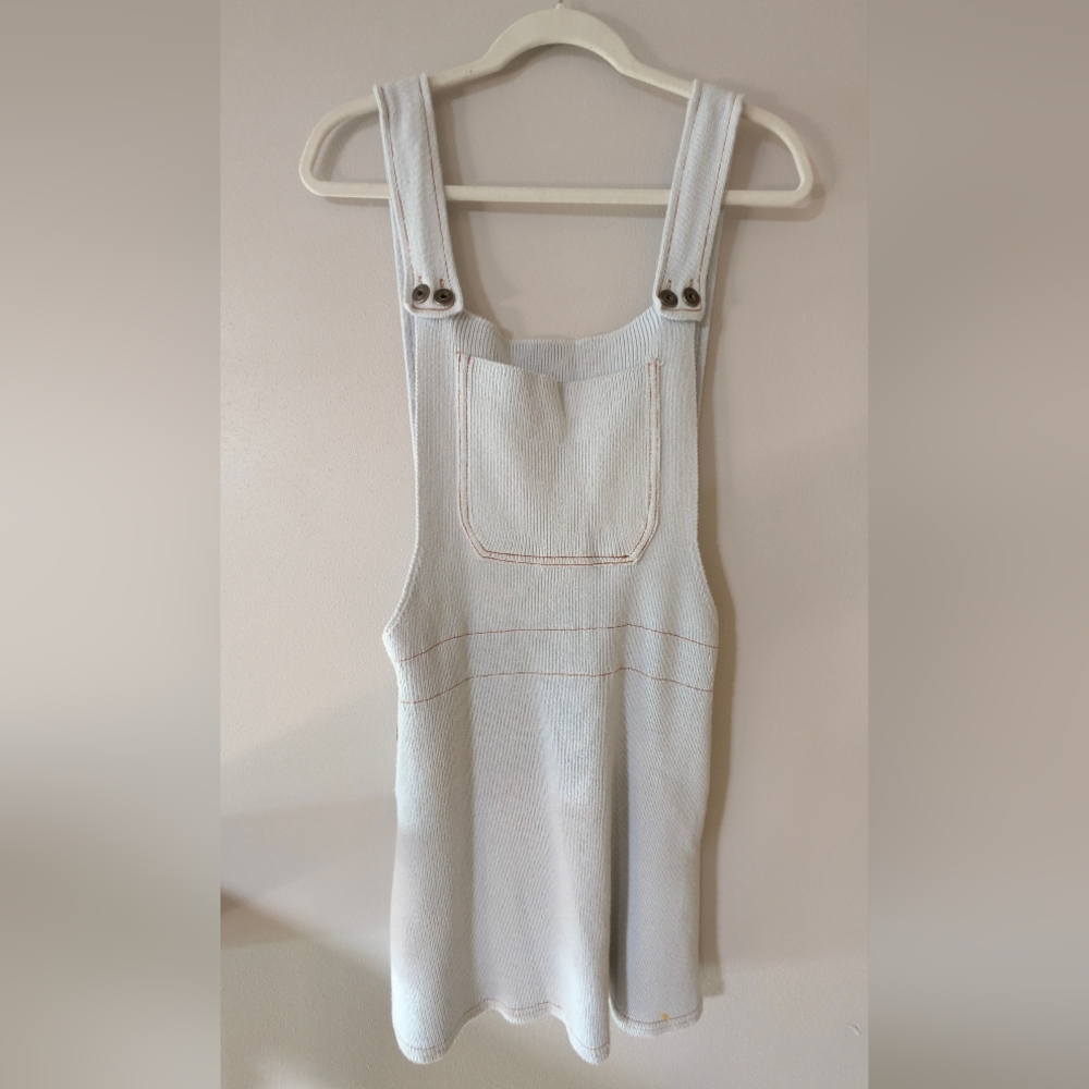 ZARA Womens Ribbed Knit Overalls Mini Dress